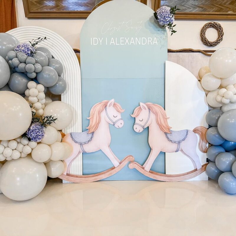 scianka motyw koniki na chrzest